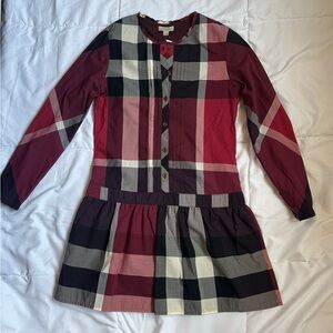 Burberry Plaid Long Sleeve Dress